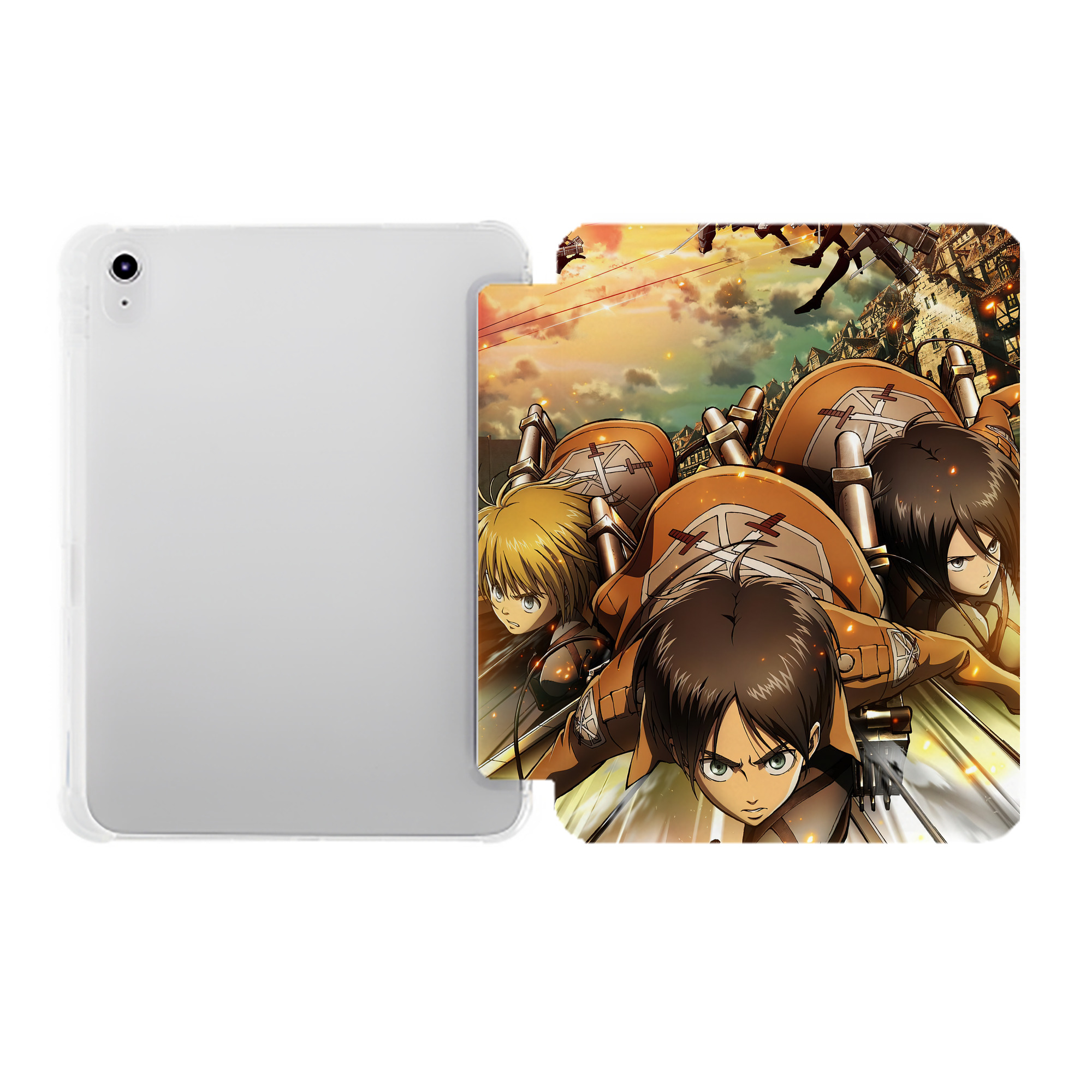 （画像用） 進撃の巨人 Attack on Titan IPad ケース ペン収納付き 三つ折りスタンド PUレザー×シリコン 対応機種9.5/10.5/10.9インチ